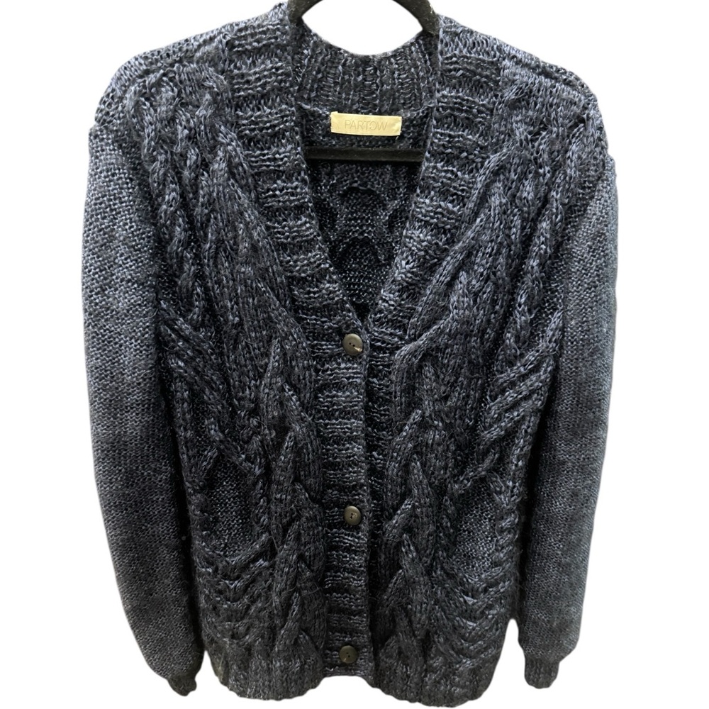 Partow Navy Cable Knit Cardigan Sweater size Small $1200